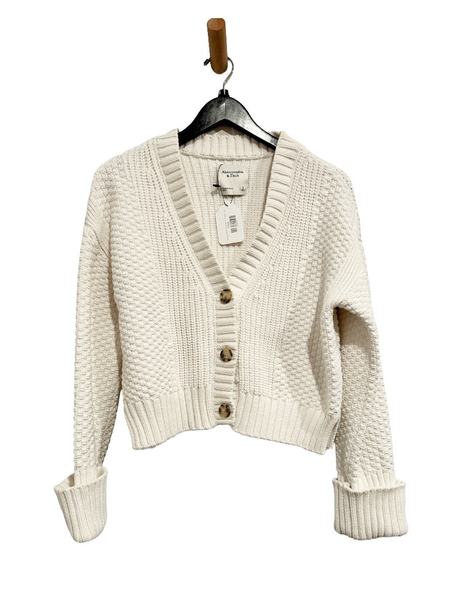 Abercrombie & Fitch The Cameron Seed Stitch Cardigan in White - Small