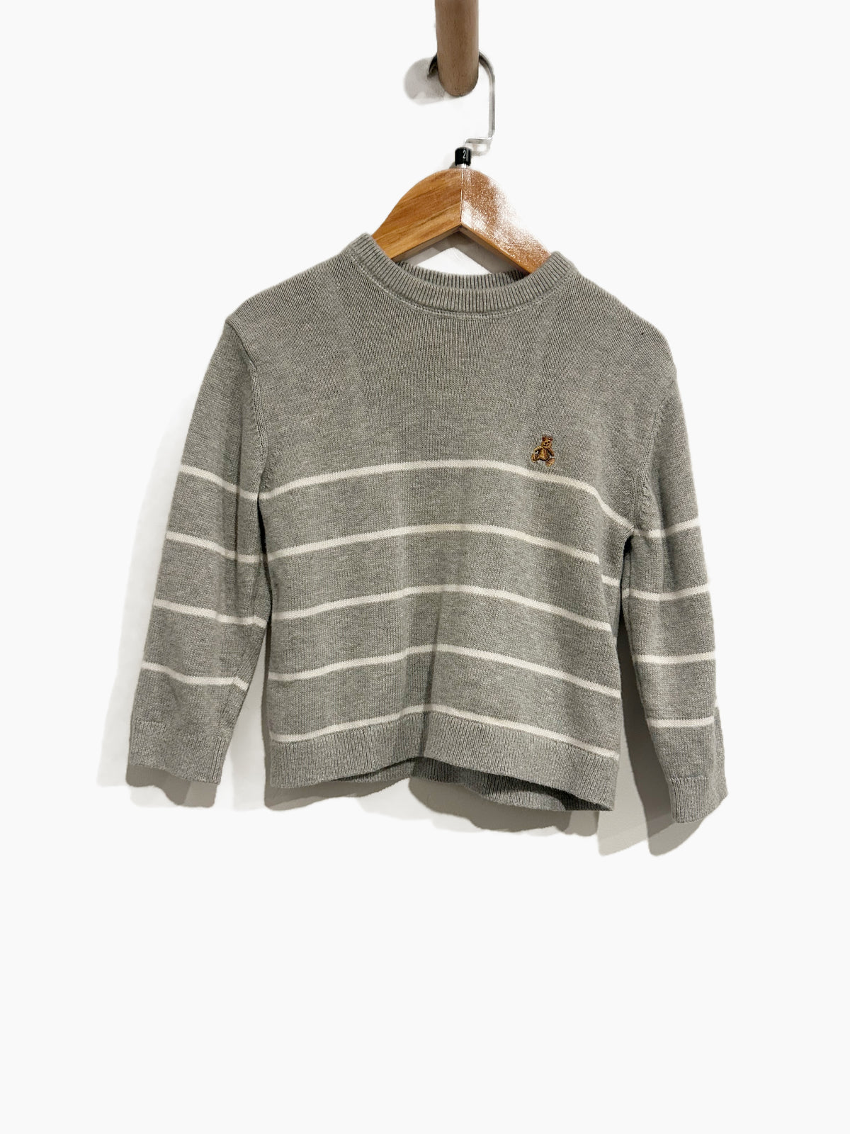 Baby Gap Grey Bear Striped Sweater - 2
