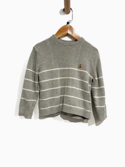 Baby Gap Grey Bear Striped Sweater - 2