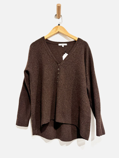 Madewell Brown Button Front V-Neck Sweater - Small