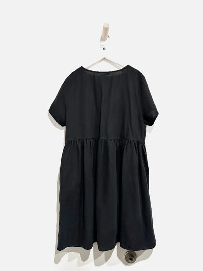 Madewell Black Linen Button Front Dress - Large