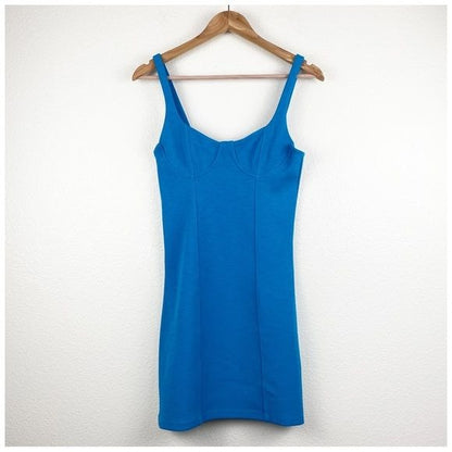 Zara Blue Corset Stitch Mini Dress Size Small