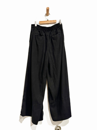 Banana Republic Anyday Wide Leg High Rise Linen Blend Cropped Pant in Black - XS
