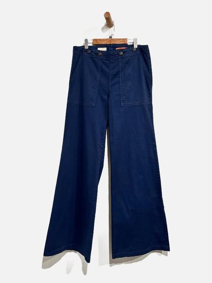 Anthropologle Pilcro The Kit High-Rise Wide-Leg Utility Trousers in Navy - 29