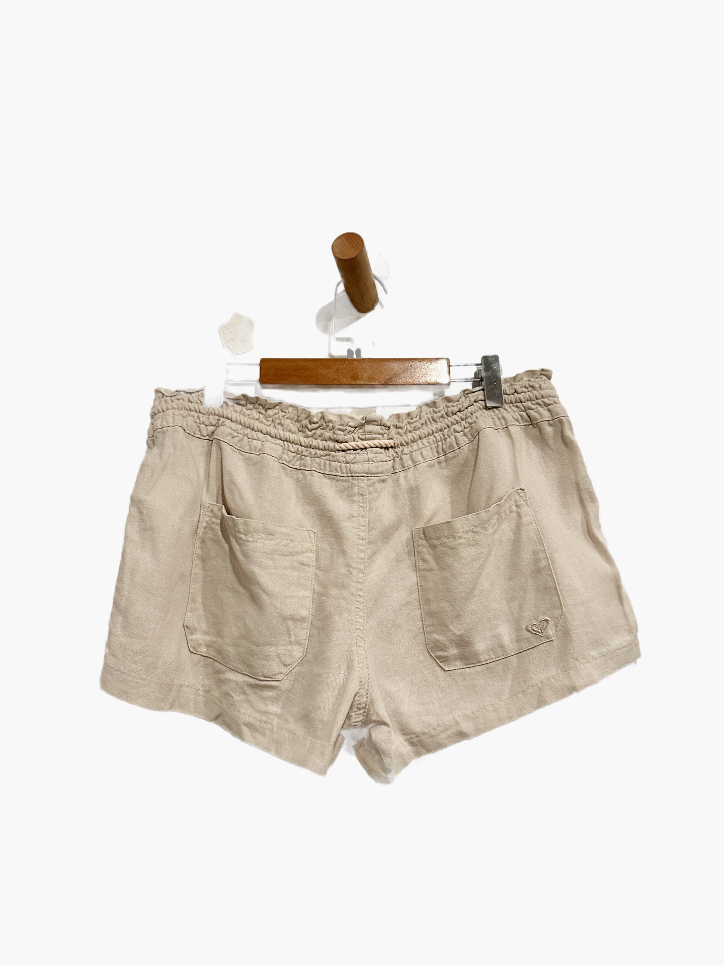 Roxy Oceanside Linen Short in Stone Solid - Medium
