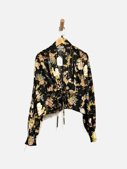 Zara Black Floral Blouse - Medium