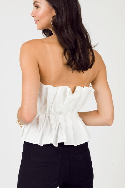 Do+Be White Pleated Strapless Top - Medium