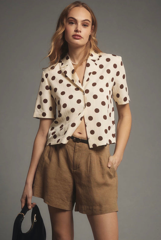 Anthropologie Maeve Brown Pintuck Shorts - 14