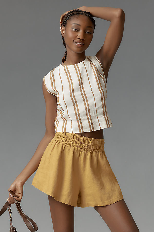 Anthropologie Somerset Linen Short in Soft Aged Gold - Medium