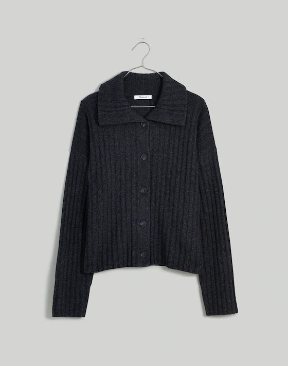 Madewell Dark Grey Collared Cardigan - XXS