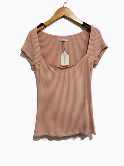 Reformation Bardot Ribbed Top in Pink