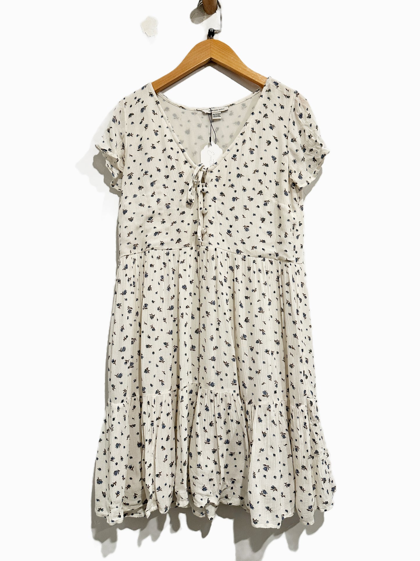 American Eagle White w/Blue Flowers Mini Dress - XS