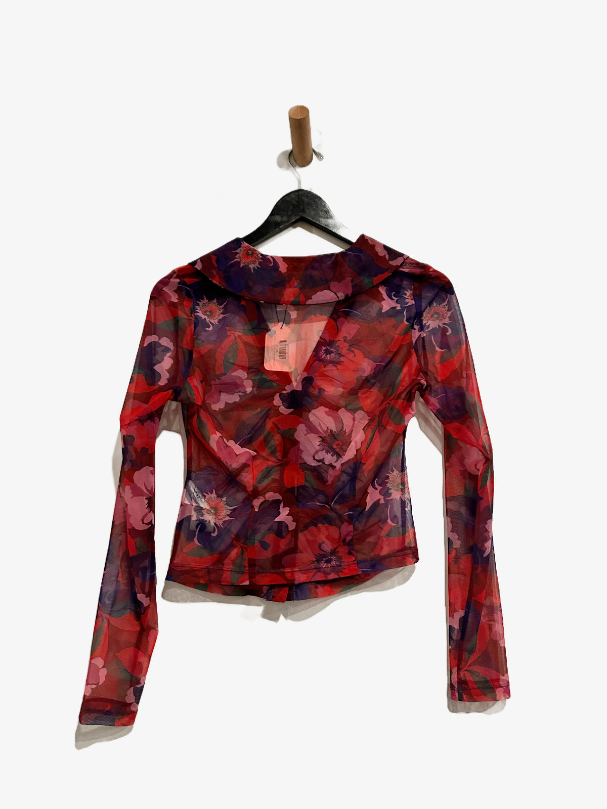 Anthropologie Maeve Floral Ruched Mesh Shirt - Small