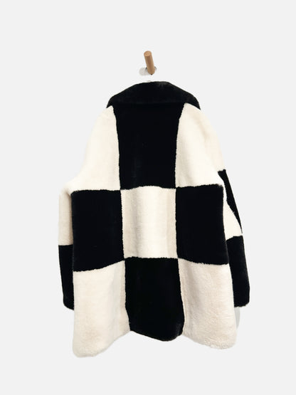 MNG Black & White Colorblock Coat - Large