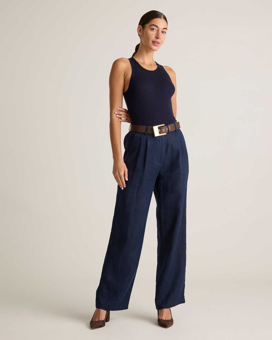 Quince European Linen Trousers in Deep Navy - 4