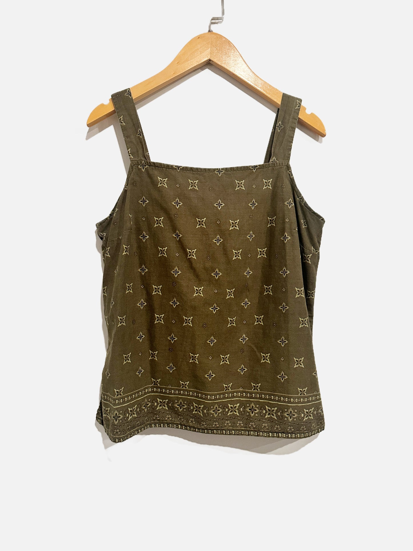 Vintage Faded Glory Olive Handkerchief Pattern Tank - Small