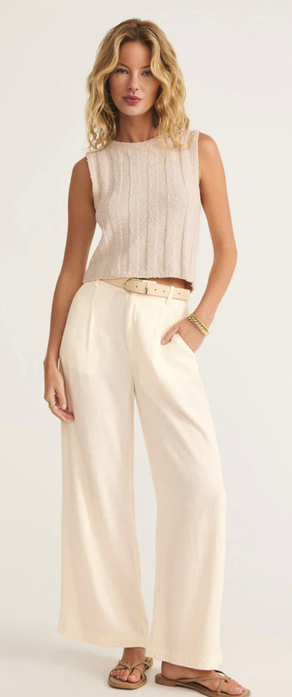 Z Supply Cream Wide Leg Trousers - Small