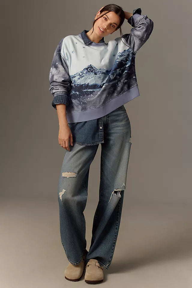 Anthropologie Pilcro Scenic Mountain Crew Neck Sweatshirt - Large