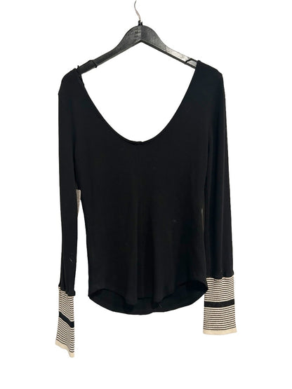 Free People NWT Mod Cuff Striped Thermal in Black - Large