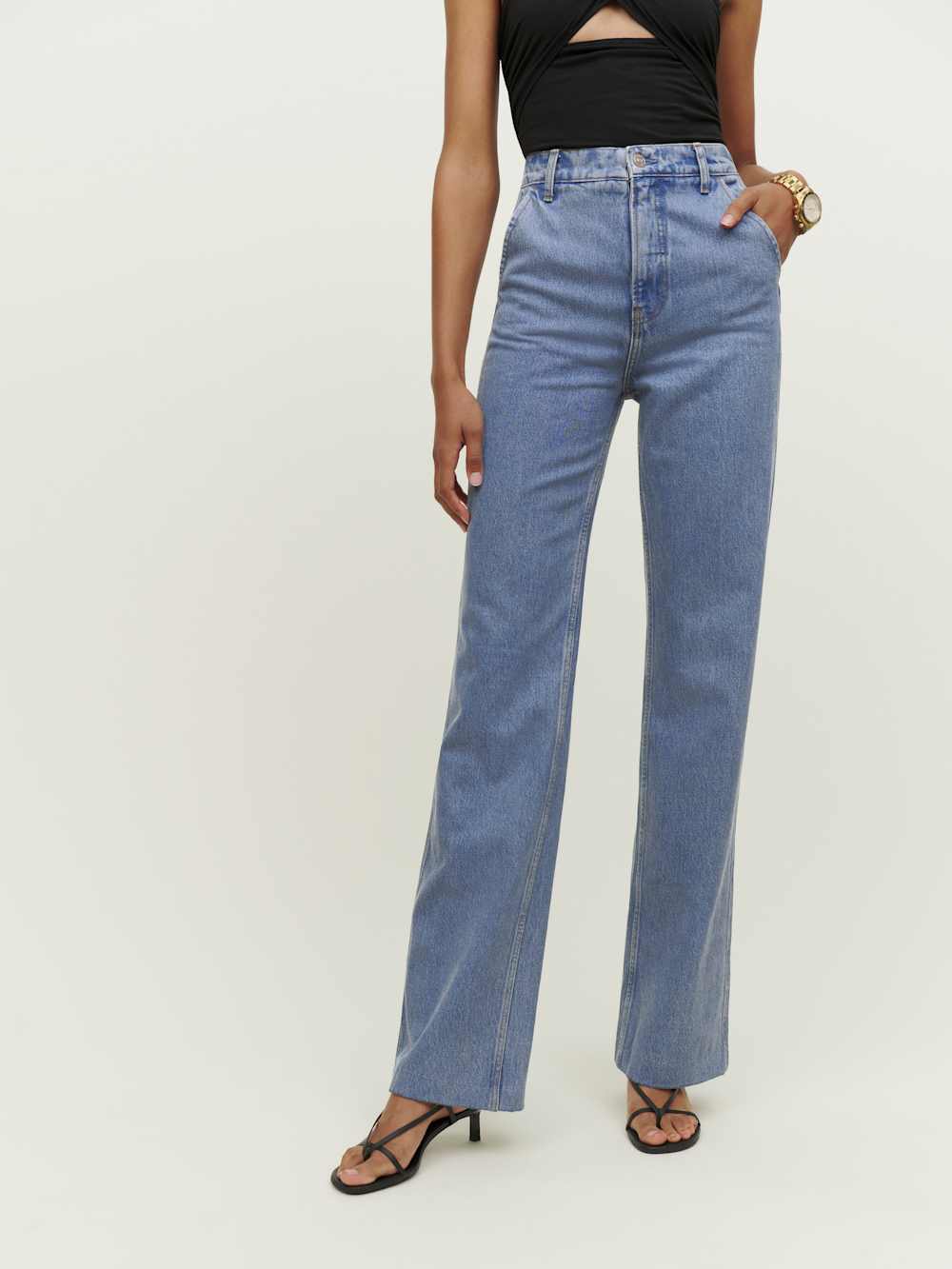 Reformation Brynn High Rise Wide Leg Trouser Jeans in Oneida - 26