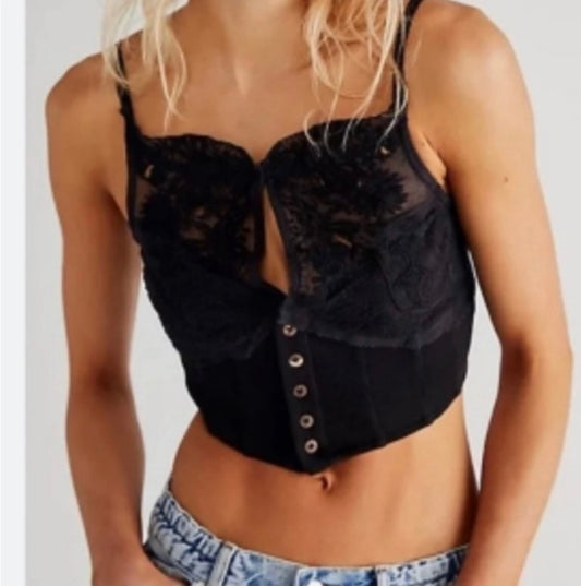 Free People Have my Heart Corset Black Lace Tank - Small