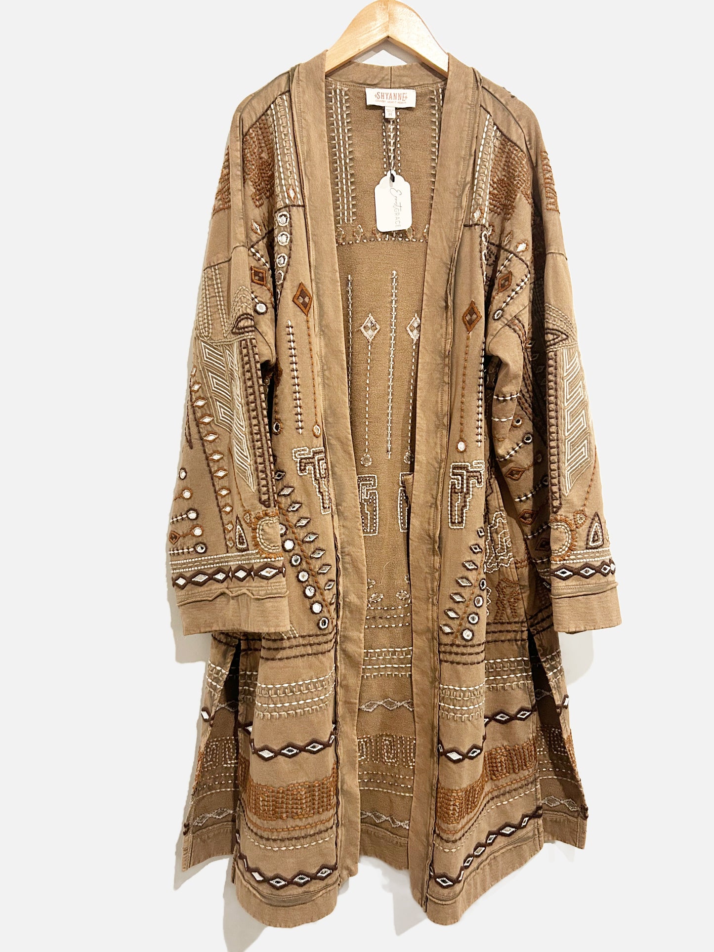 Shyanne Brown Embroidered Duster - Medium