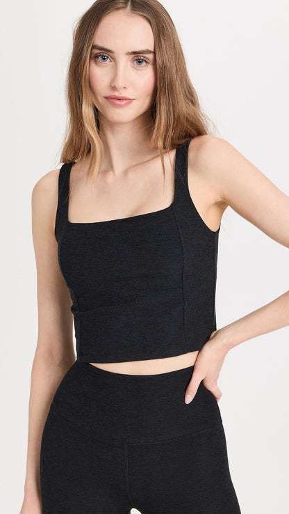 Beyond Yoga Spacedye Impress Cropped Tank in Darkest Night - Large