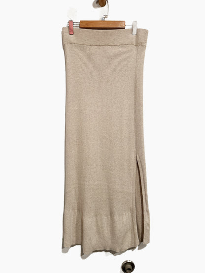 Splendid Georgie Rib-Knit Midi Skirt in Oat Heather - Medium