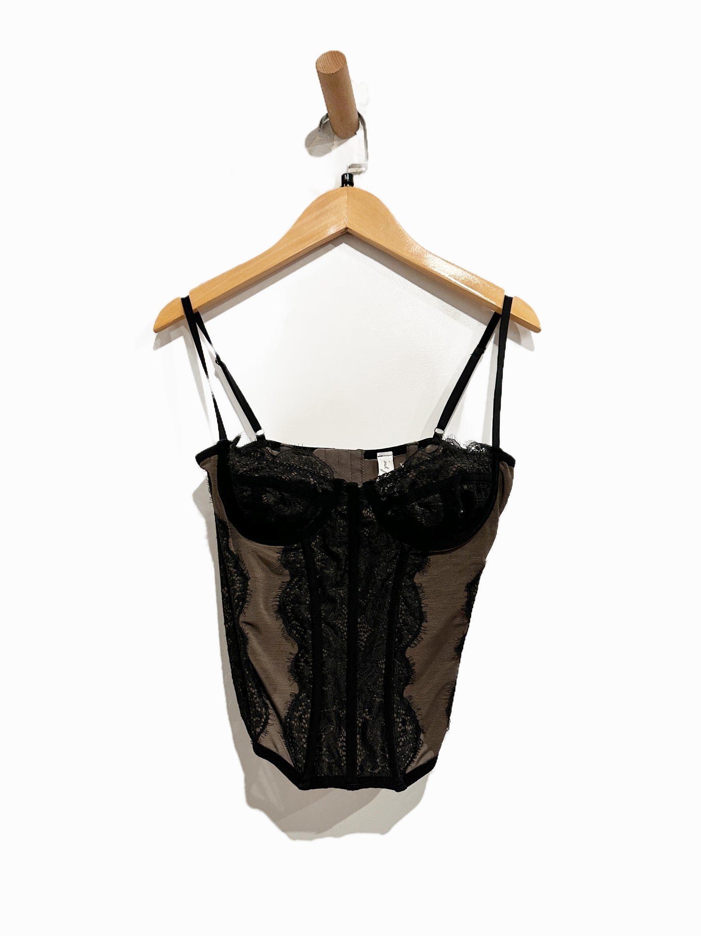 UO Out From Under Modern Love Corset in Washed Black - Medium