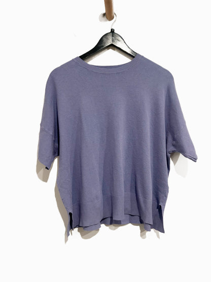Splendid Boxy Short Sleeve Sweater Top in Periwinkle - Small