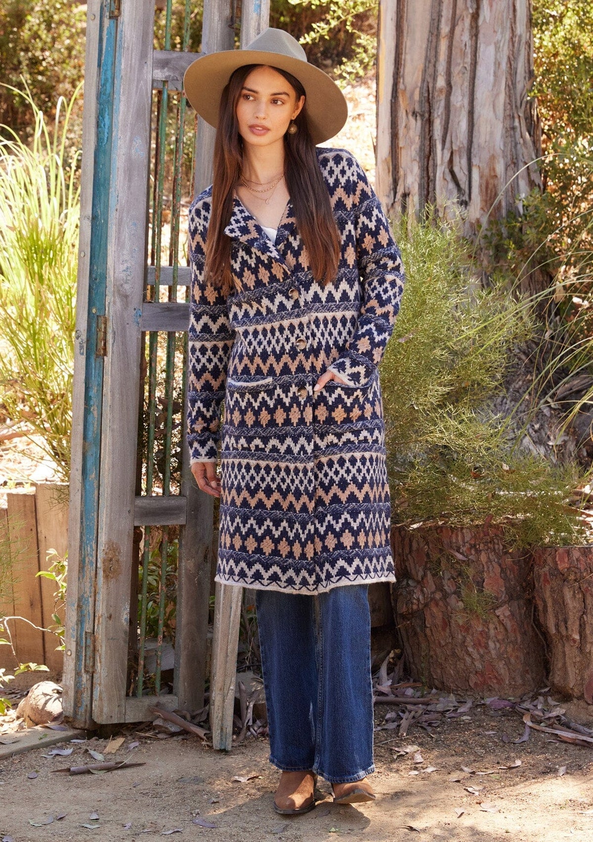 Lovestitch Alex Chevron Jacquard Coatigan - Large