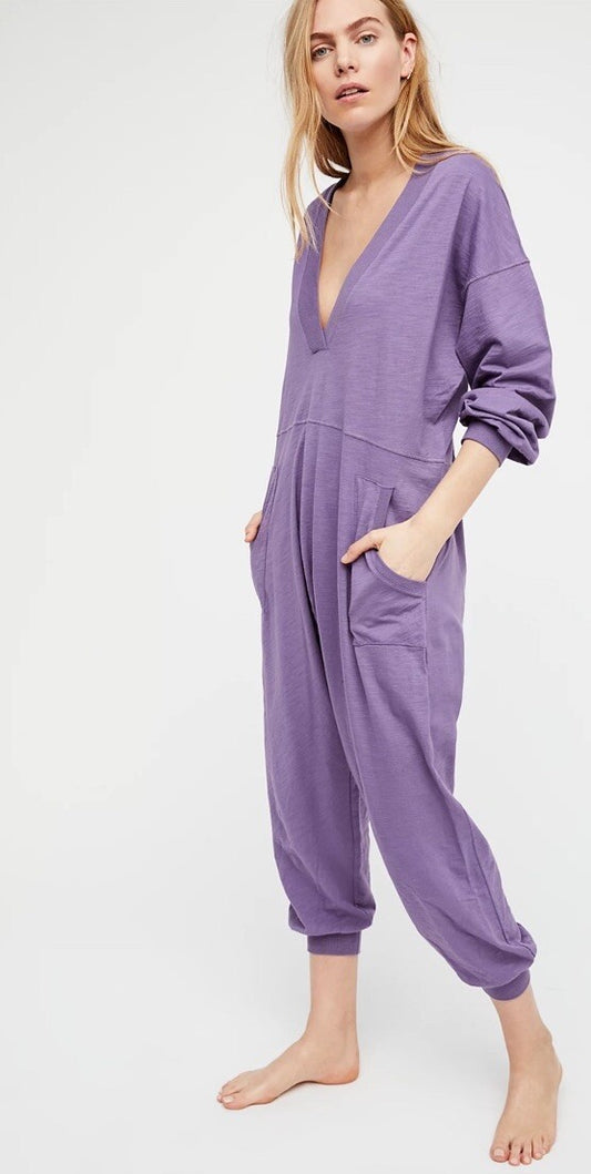 Free People Just Because Purple Jumpsuit - Small