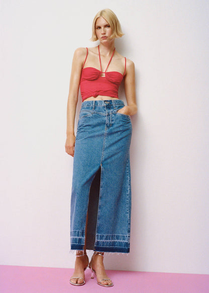 MNG Denim Maxi Skirt - Large