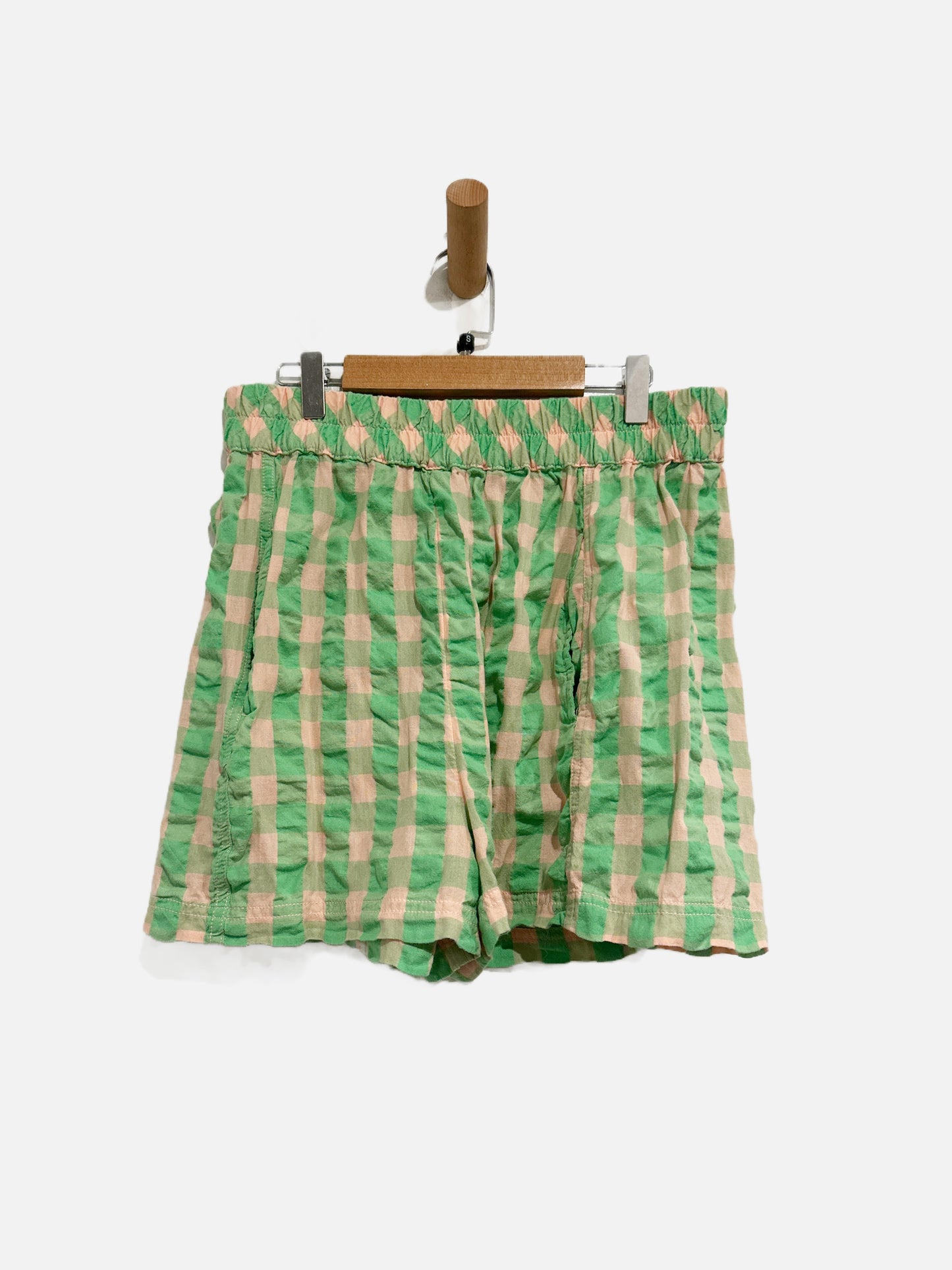 Free People Green/Pink Gingham Shorts - Small