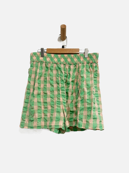 Free People Green/Pink Gingham Shorts - Small