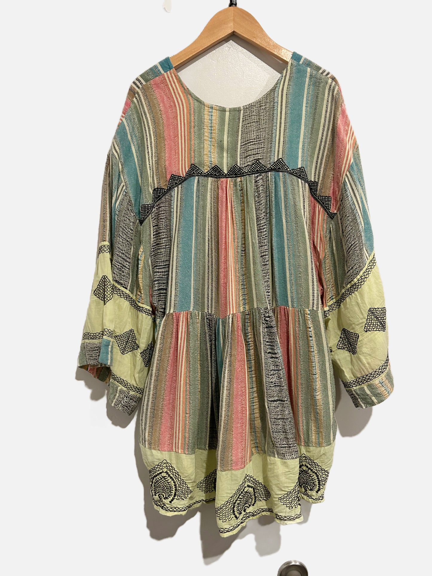 Free People Skye Oversized Colorful Boho Embroidered Tunic - XS
