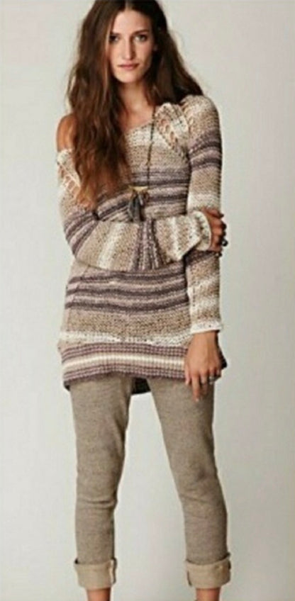 Free People Desert Moon Striped Sweater - Large