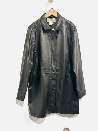 Coldwater Creek Black Leather Coat - XS