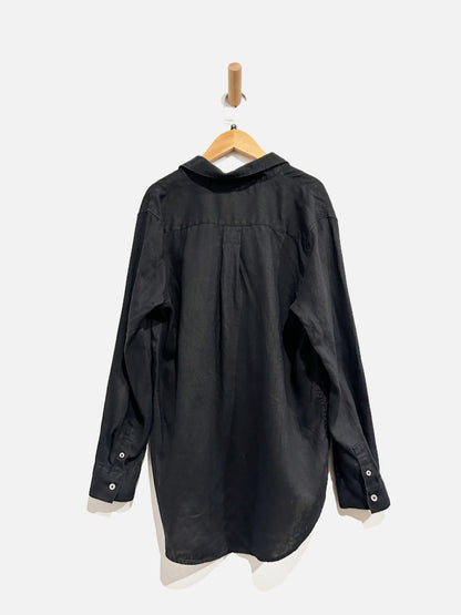 Quince Black Linen Button Up - Medium