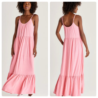 Z Supply Pink Ruffle Hem Maxi Dress - Small