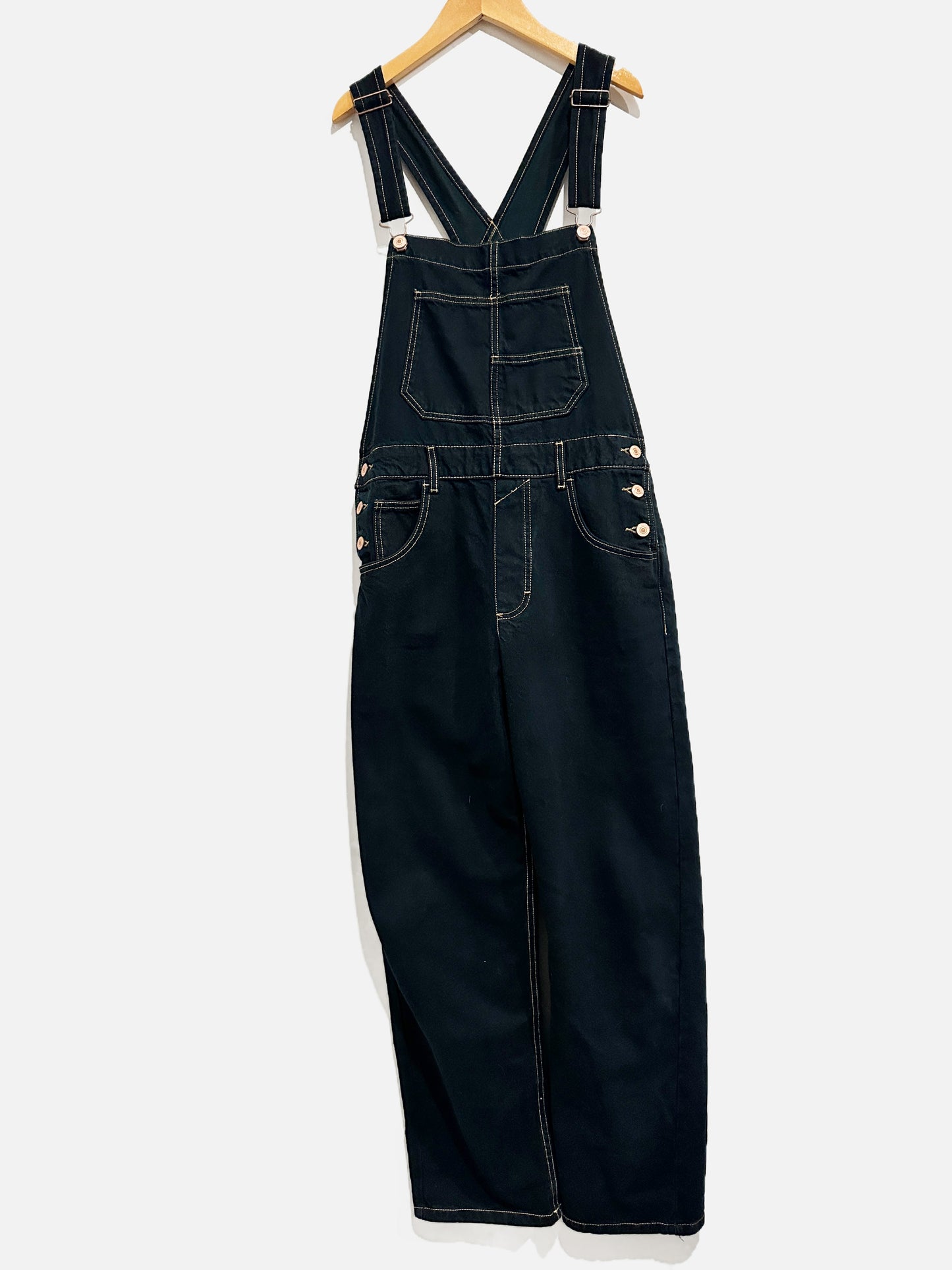 Free People Ziggy Black/Blue Overalls - Small