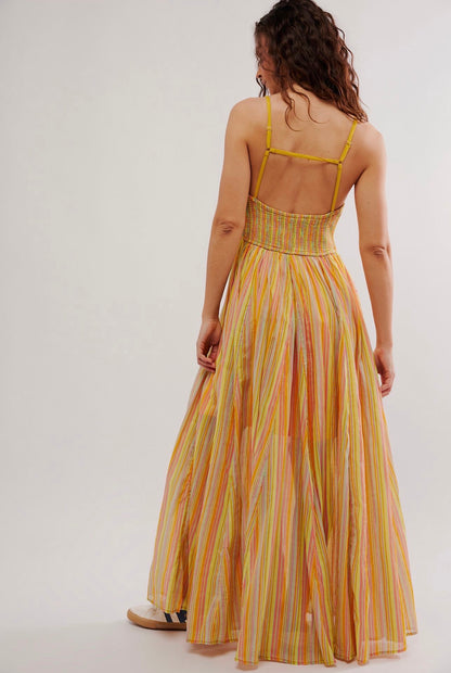 Free People Dream Weaver Maxi Dress in Citrus Combo - Medium