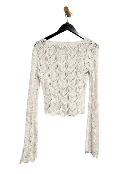 Hollister White Crochet Bell Sleeve Sweater - Small