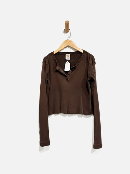 Carhartt Brown Ribbed Cropped LS Tee - XS
