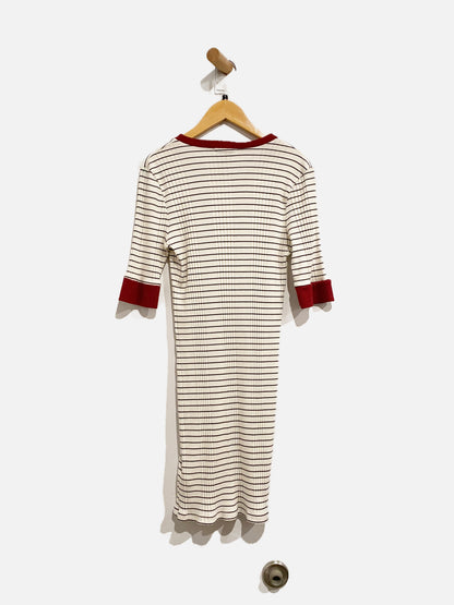 Joie White and Black Stripe T-Shirt Dress - Large