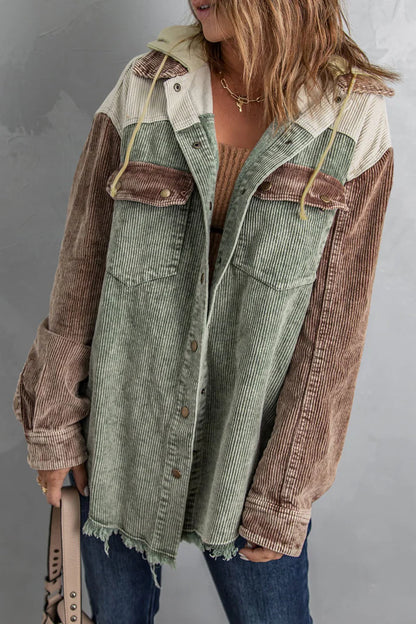 Colorblock Corduroy Hoodie - Large