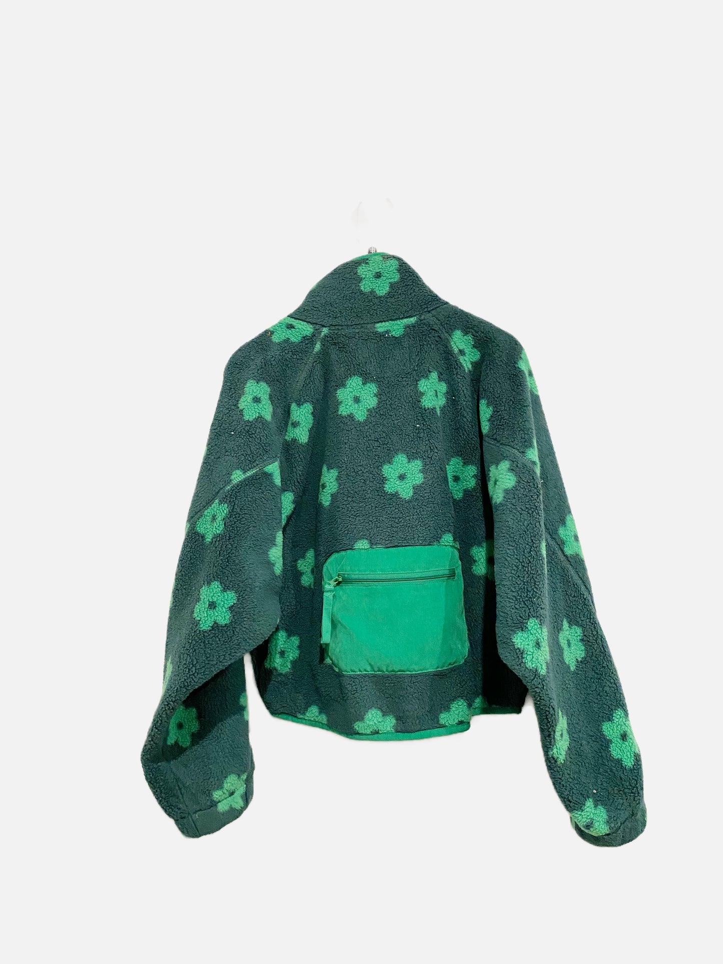 Urban Outfitters Green Floral Fleece Jacket - XS
