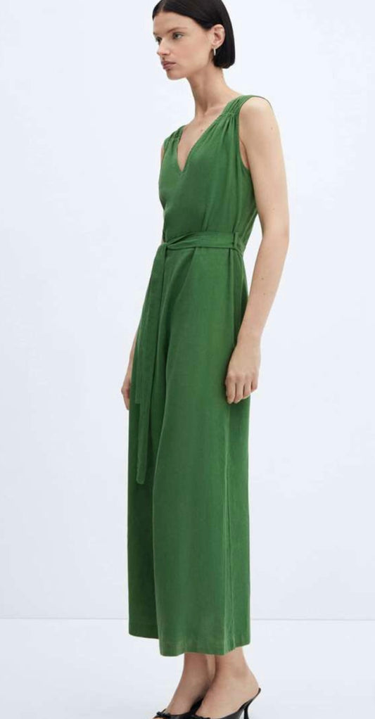 MNG Green Linen Jumpsuit - XS