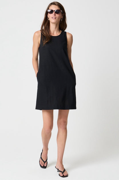 J. Crew Black Button-Back Linen Dress - XS