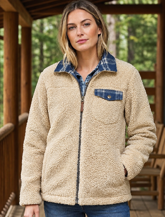 Pendleton Fuzzy Zip Jacket in Beige Heather - Small